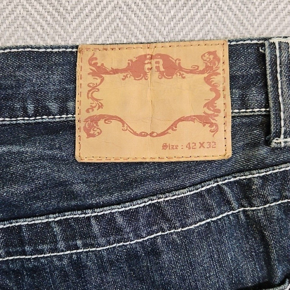 Smoke Rise Jeans Men's 42 x 32 Wide Straight Leg Contrast Thread Embellished Y2K - Picture 12 of 16